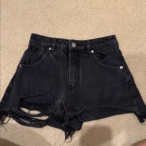 ROLLA'S Black Distressed Jean Shorts